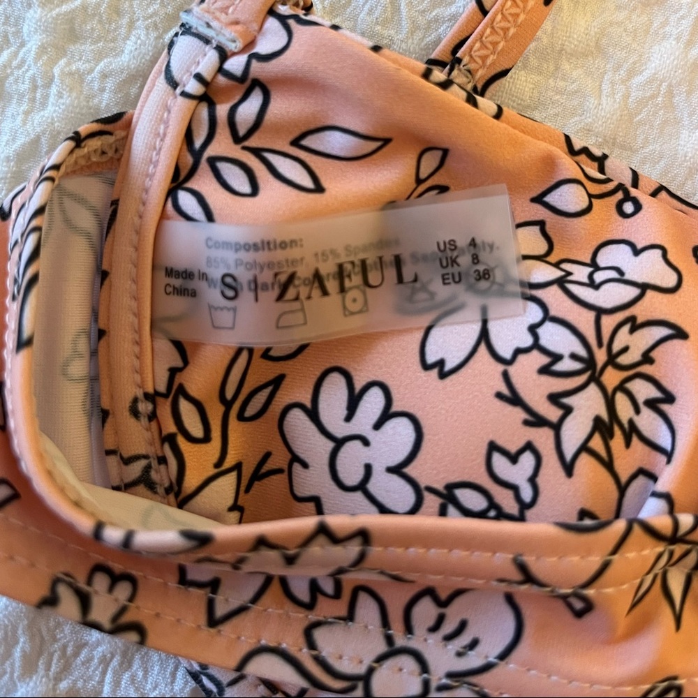 ZAFUL Women's Floral V-Wired Underwire High Leg Two Piece Bikini Set Swimsuit - Picture 7 of 13